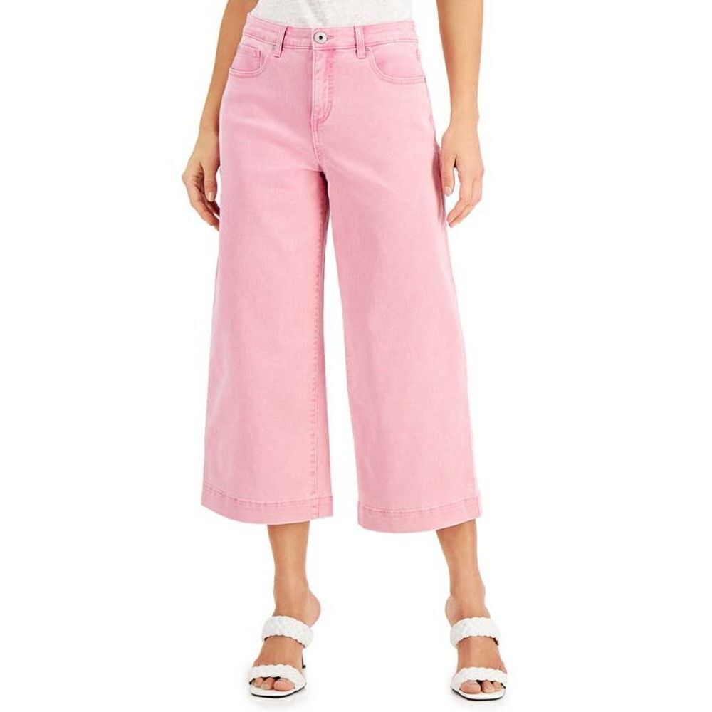 INC Red Hot Milcent Pink Regular Fit Wide Leg Cropped Ankle Pants Size 2